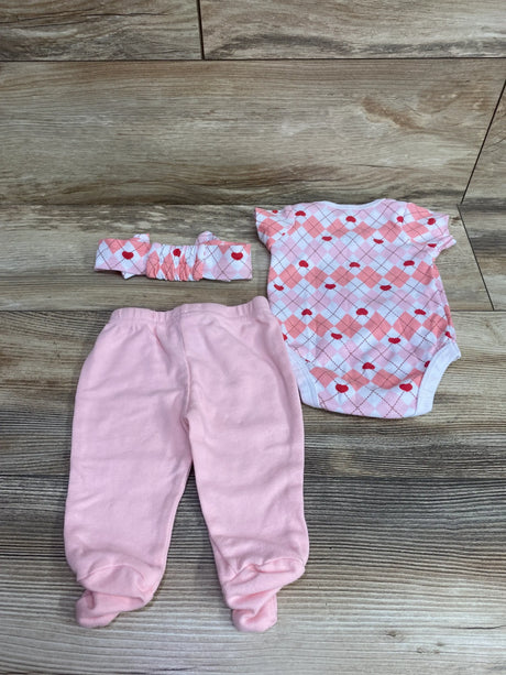 Strawberry Shortcake 3pc pink baby set with bodysuit, footed pants, and headband