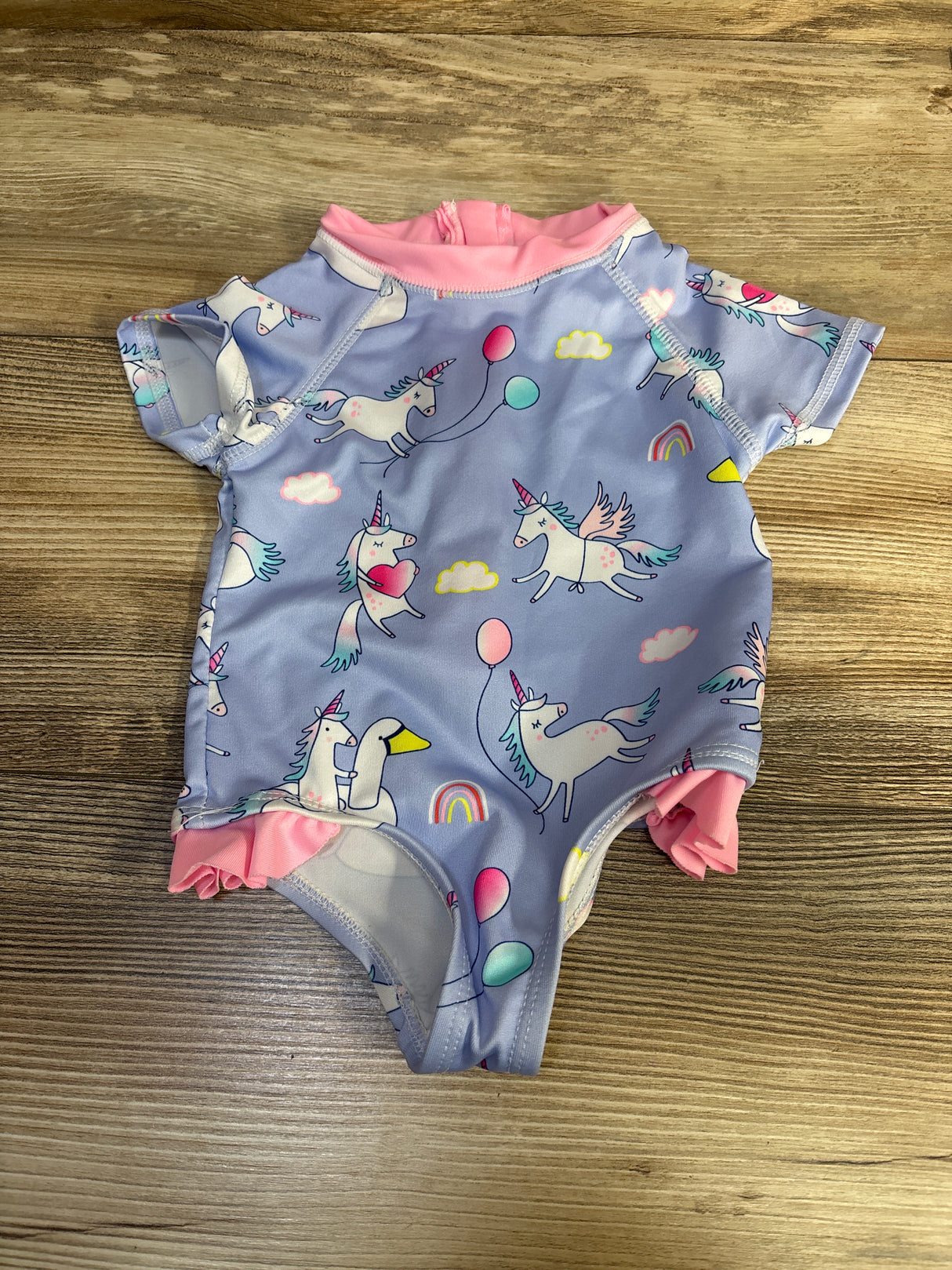 Wippette 1pc Unicorn Rash Guard Swimsuit Purple sz 9m