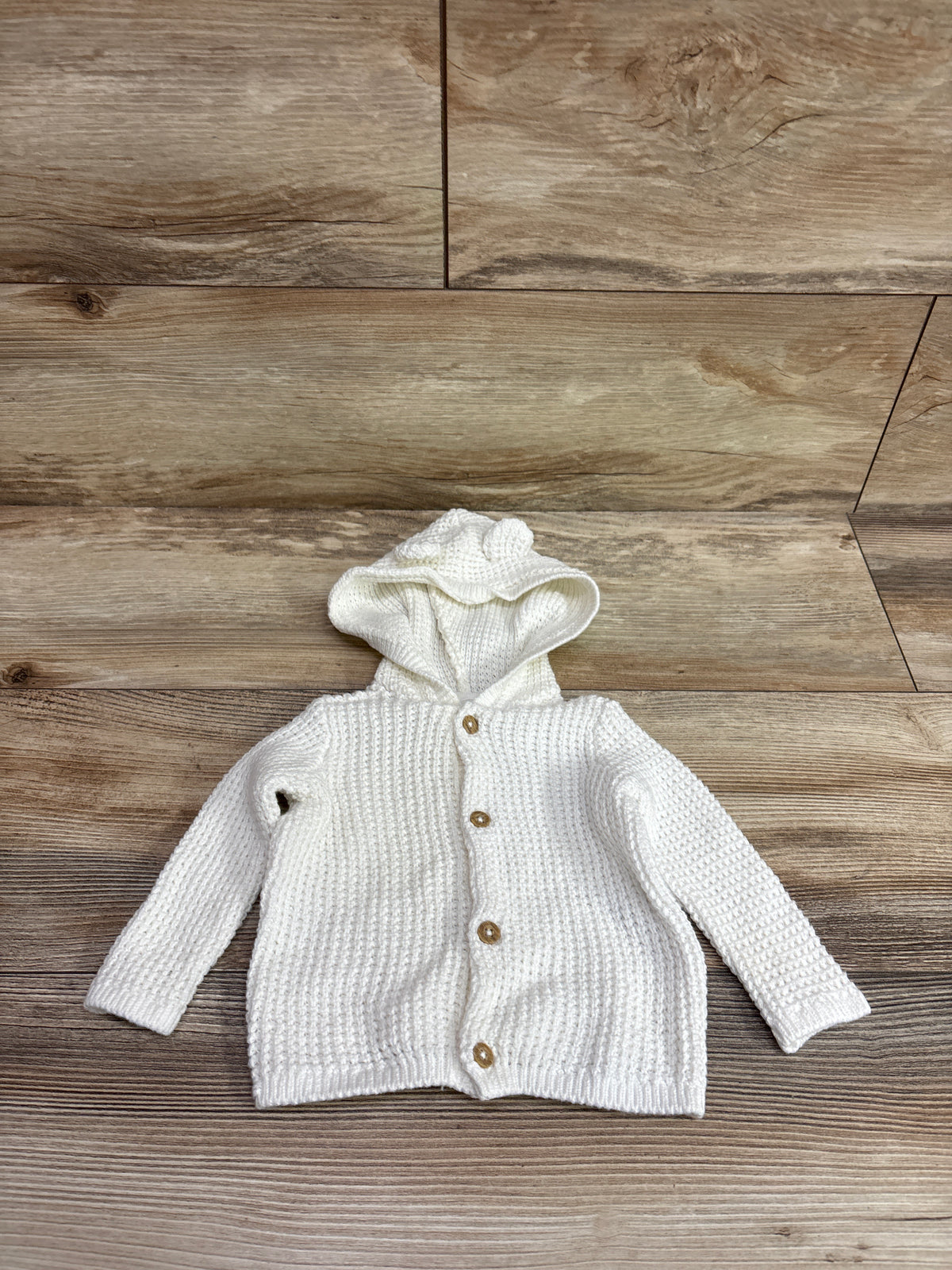 Carter's Knit Button-Up Hooded Sweater White sz 3m