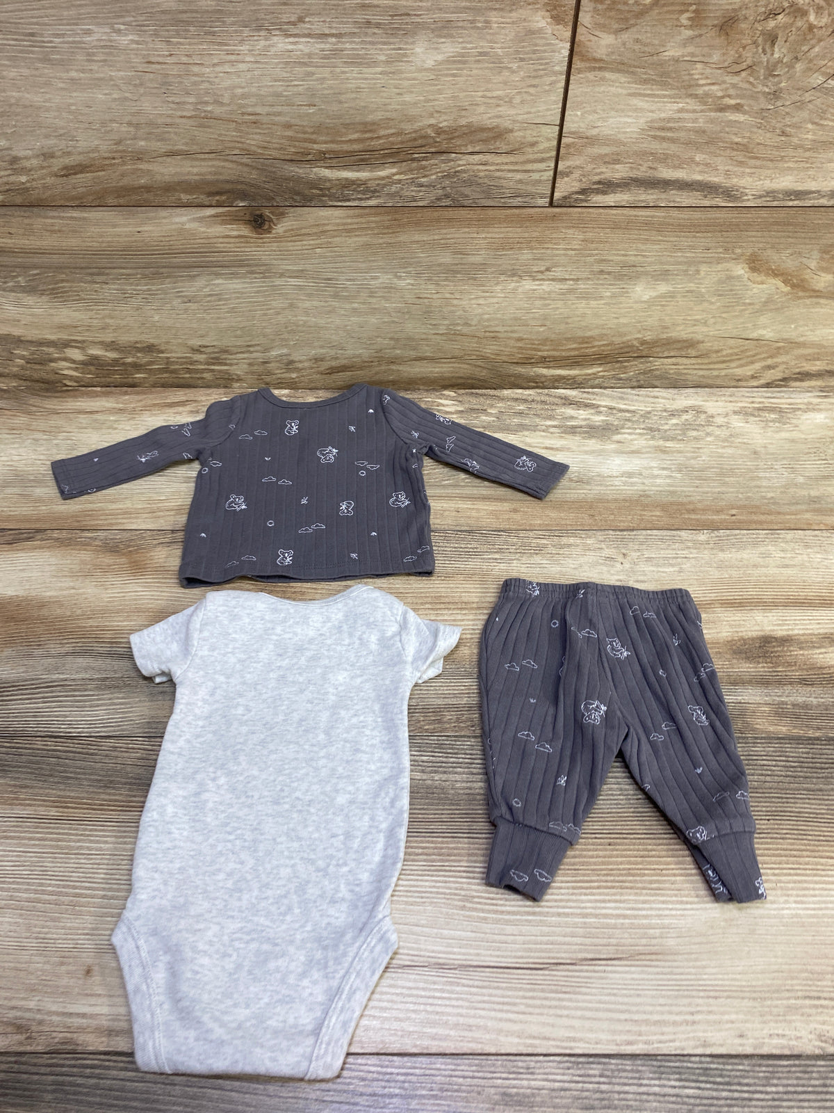 Child Of Mine 3pc Shirt, Bodysuit, & Pants Set Grey sz Newborn