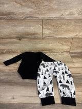 Fommy 2pc New To The Crew Bodysuit & Bottoms Set Black sz 18m