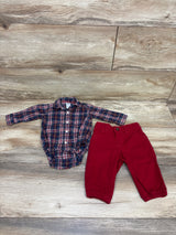 Carter's 2pc Plaid Button-Up Bodysuit & Pants Set Navy sz 6m