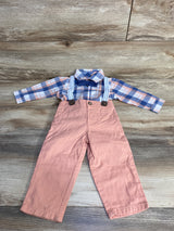 Just One You 4pc Plaid Button-Up Suspender Set Blue sz 12m