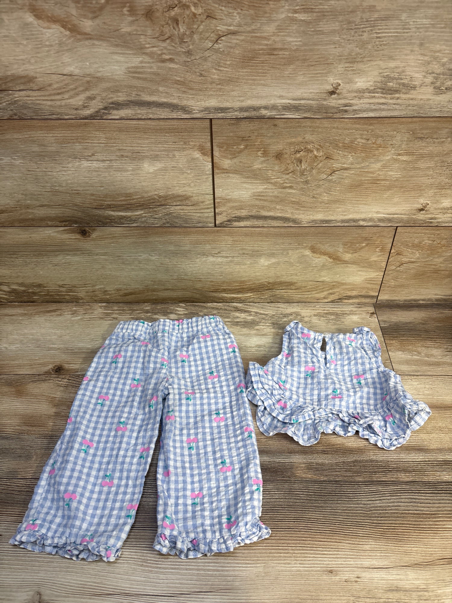 Little Lass 2pc Seersucker Tank Top & Pants Set Blue sz 12m