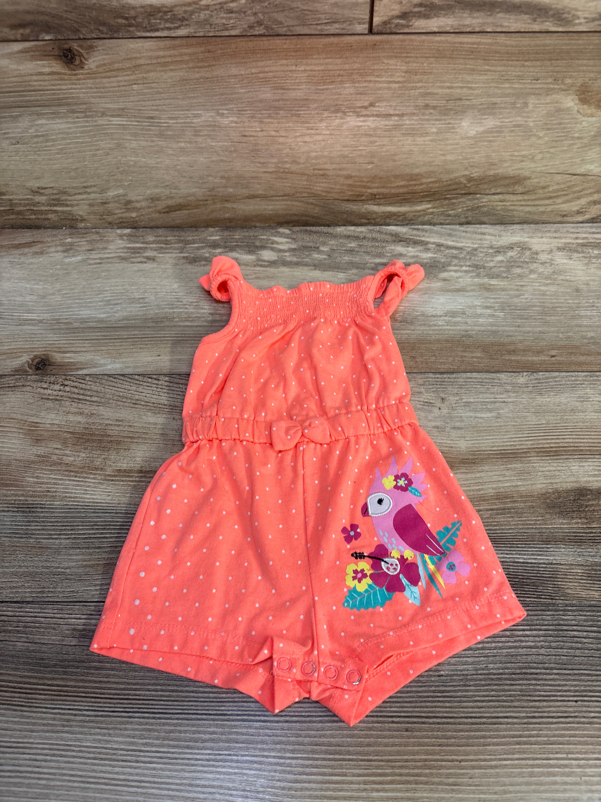 Polka Dot Shortie Romper Coral sz 3-6m