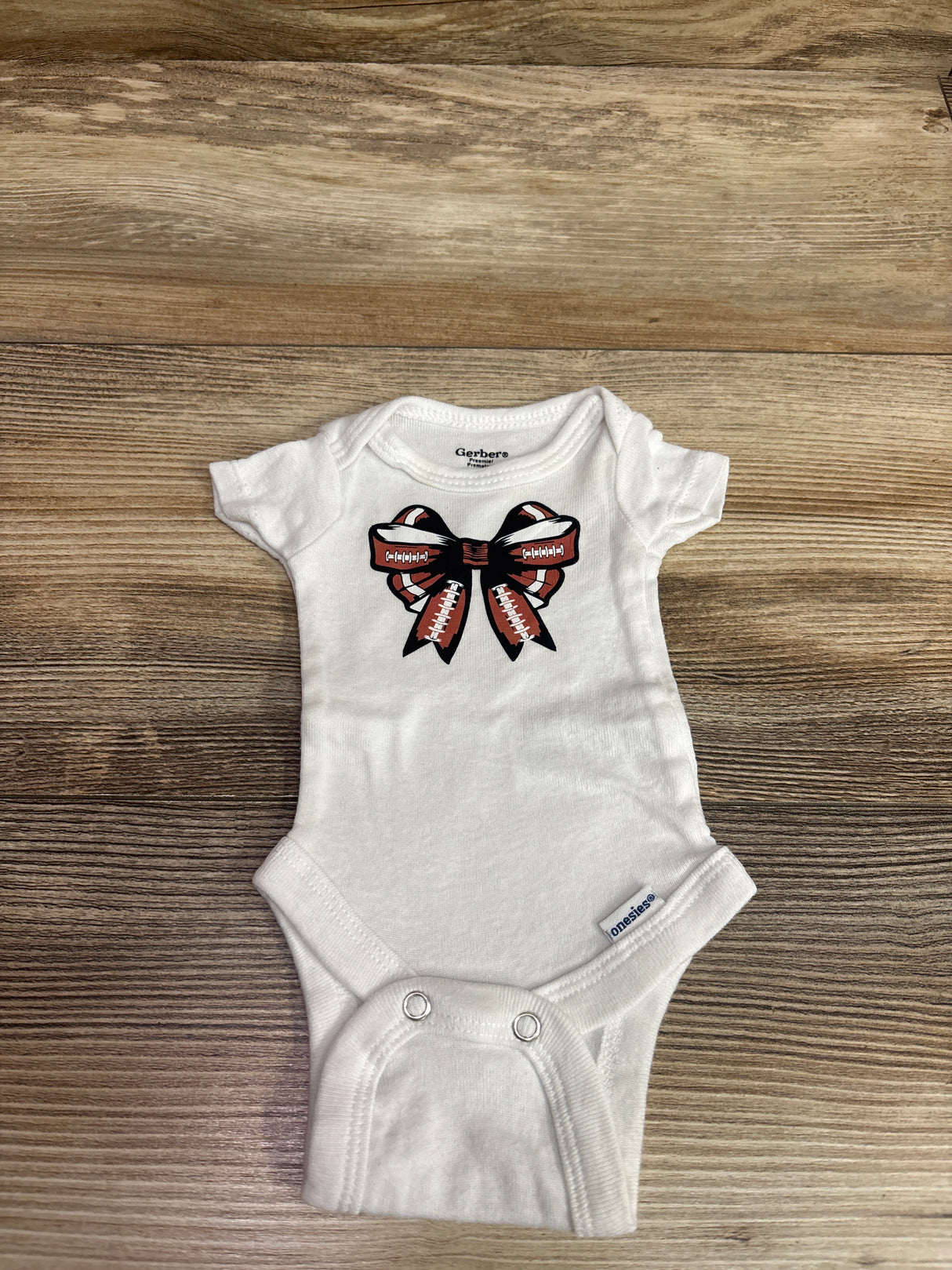 Gerber Football Bodysuit White sz Preemie