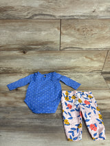 Carter's 2pc Polka Dot Bodysuit & Floral Pants Blue sz 3m