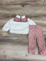 Nicole Miller 2pc Sherpa Henley Jacket & Ribbed Leggings White sz 3-6m