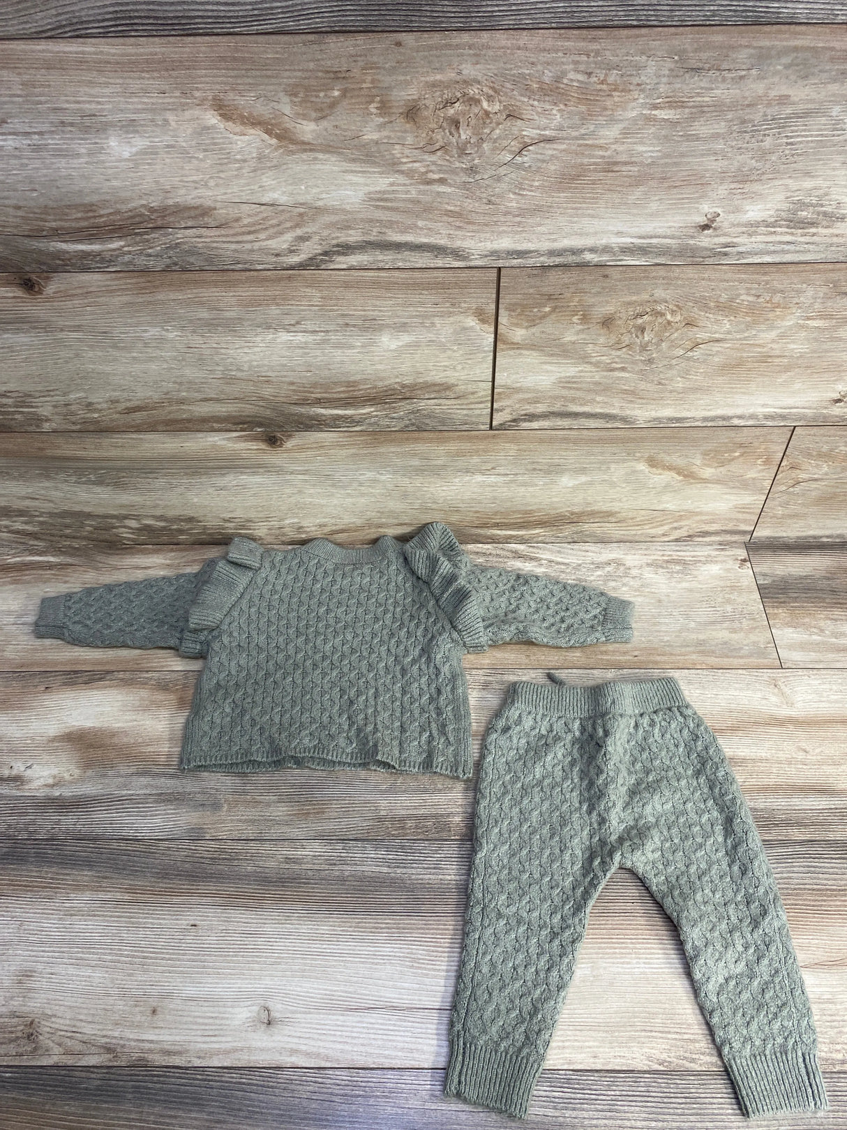Rylee + Cru Knitted Sweater & Pants Set Green sz 12-18m