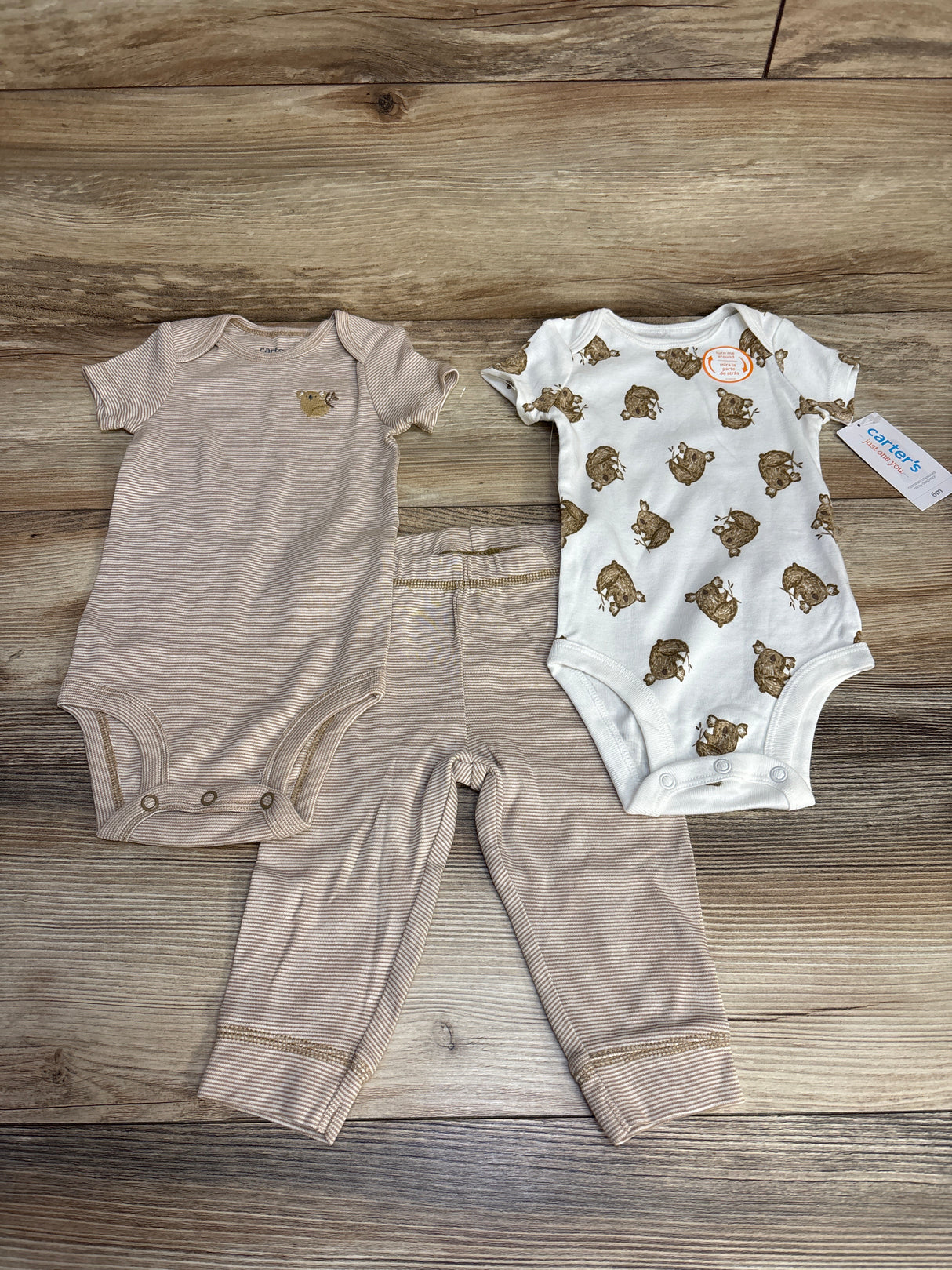 NEW Just One You 3pc Koala Bodysuit Set White/Brown sz 6m