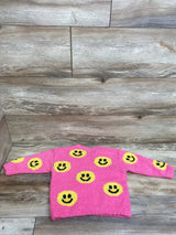 Kate Mack Smiley Face Fuzzy Sweater Pink sz 2T