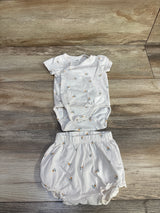 H&M 2pc Kimono Bodysuit & Shorts Set Beige sz 3m