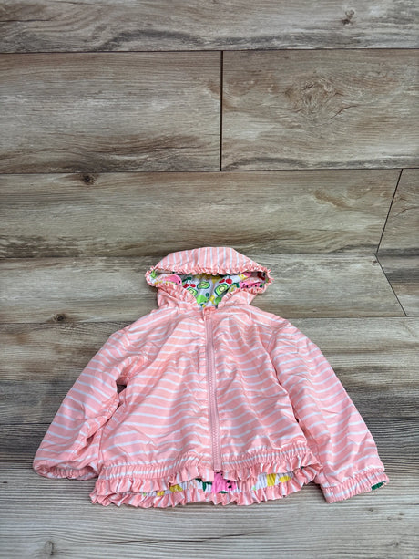 Reversible pink striped waterproof jacket with fruit print lining, size 3T by Me n Mommy To Be
