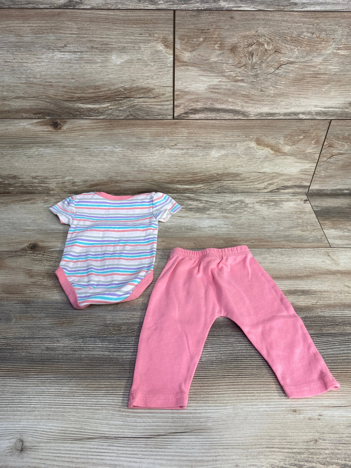 Baby Elements 2pc Striped Bodysuit & Pants Pink sz 0-3m