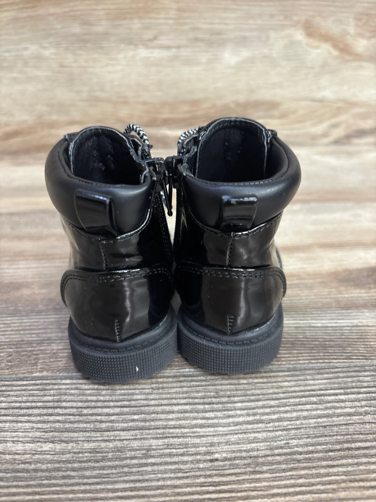 Wonder Nation Patent Leather Combat Boots Black sz 3c
