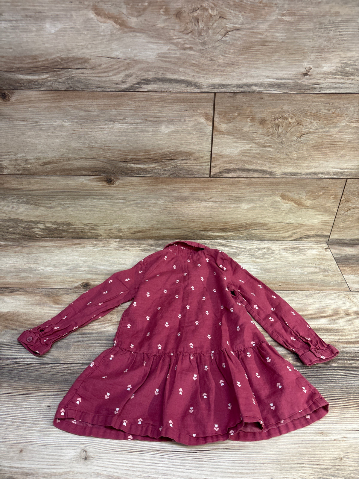 Carter's Collared Button-Front Dress Maroon sz 2T
