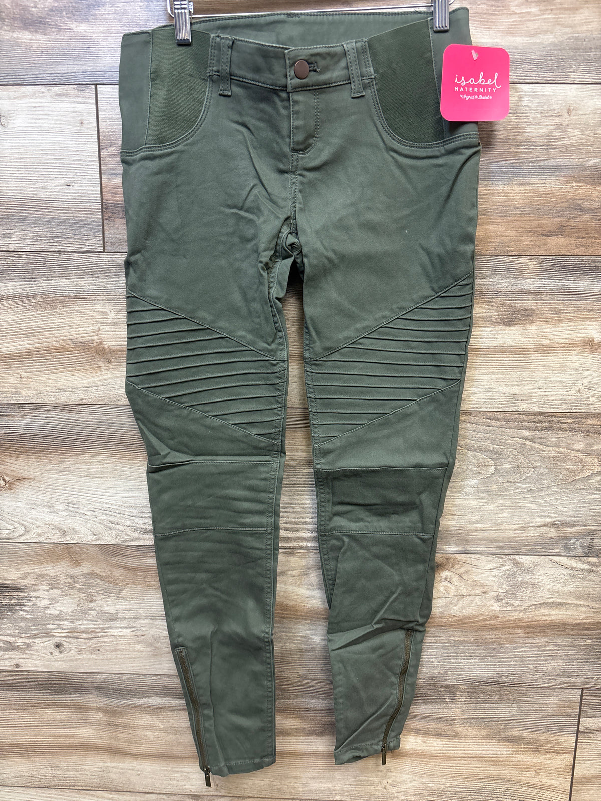 NEW Isabel Maternity Side Panel Utility Jeggings Olive Green sz 0/XS