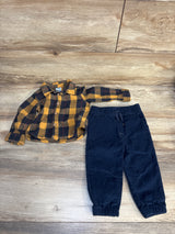 Little Lad 2pc Plaid Button Up & Cord Pants Set Yellow sz 12m
