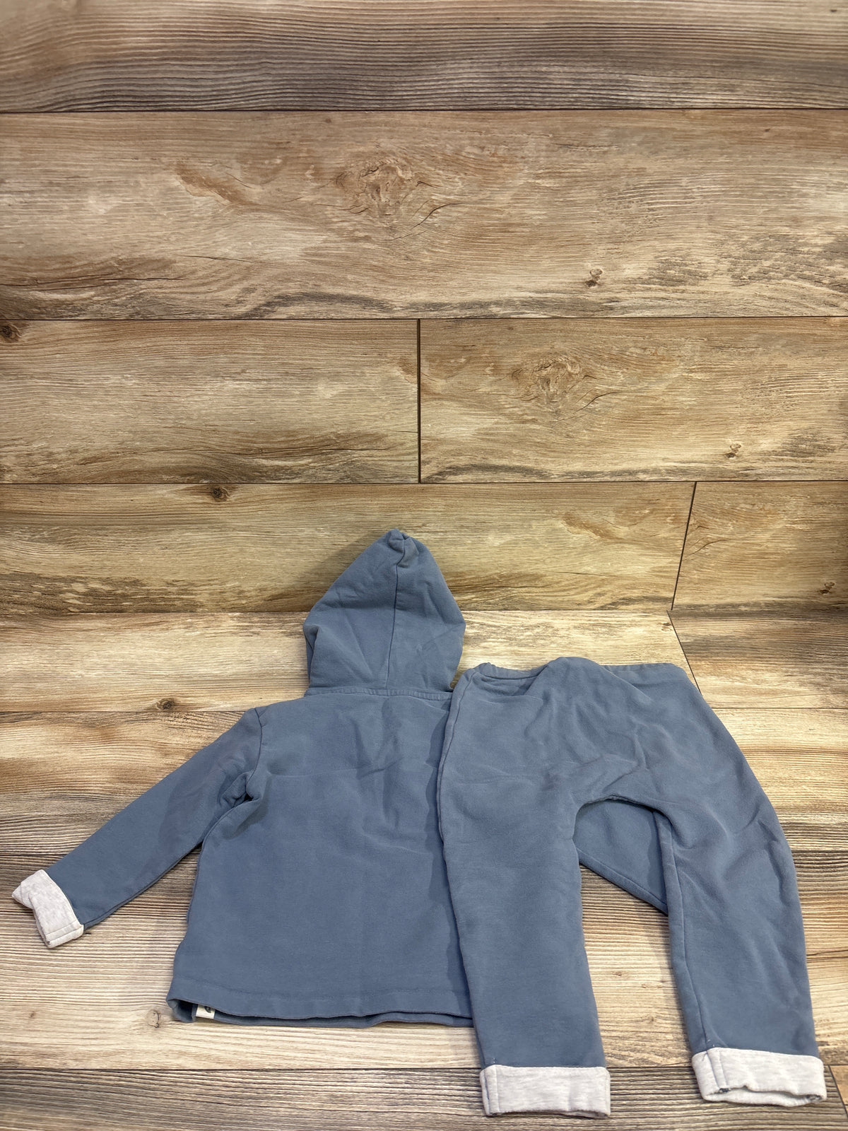 Easy Peasy Organic 2pc Henley Hooded Sweatshirt & Pants Set Blue sz 24m