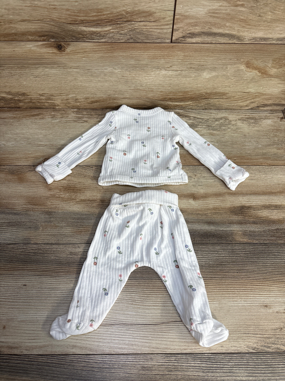 Just One You 2pc Floral Kimono Shirt Set White sz Newborn