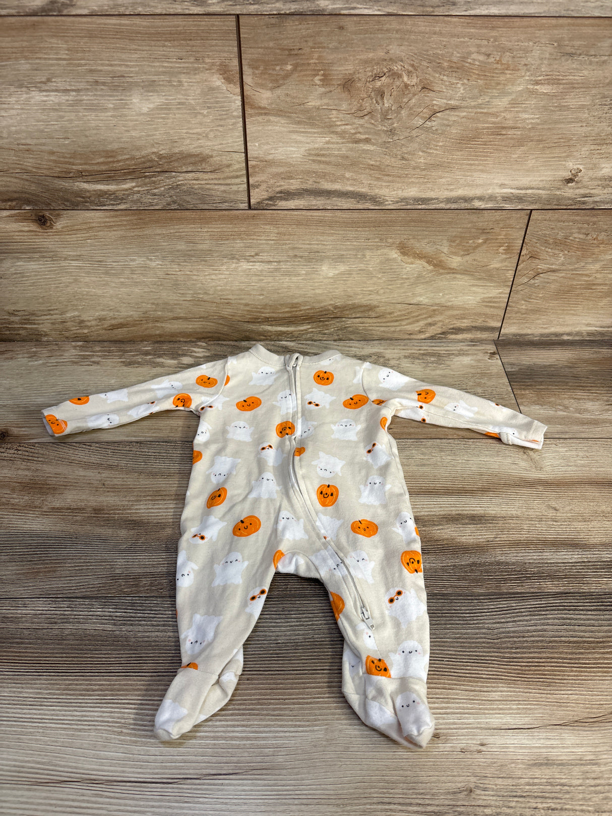 Old Navy Pumkpin & Ghost Print Sleeper Beige sz 0-3m