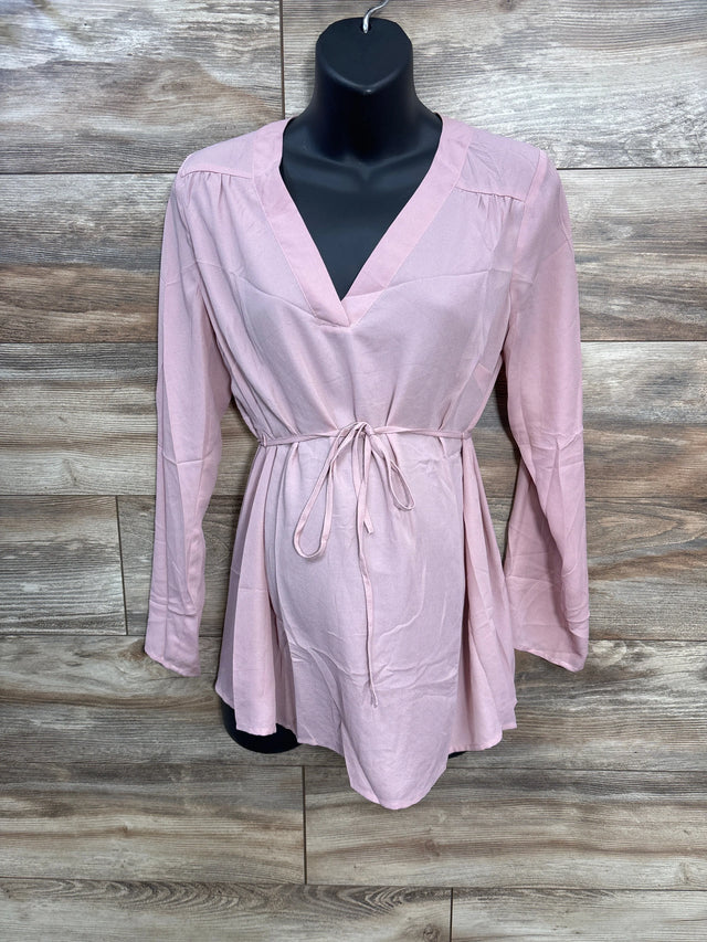 Motherhood Maternity Long Sleeve Blouse Pink sz Small - Me n Mommy To Be