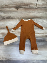 2pc Ain't No Mama Like The One I Got Coverall & Hat Brown sz 3-6m