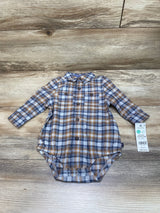 NEW Oshkosh Plaid Button-Up Bodysuit Grey sz 6m