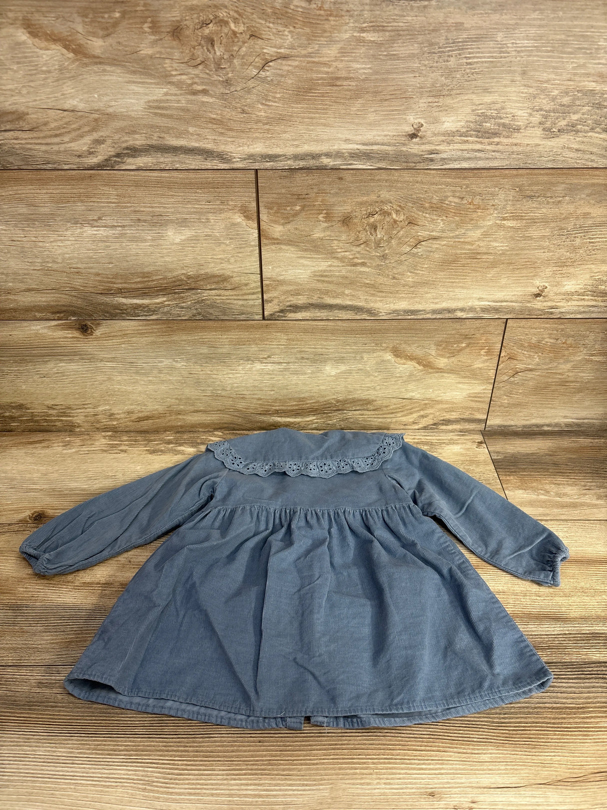 Zara Cord Eyelet Trim Dress Blue sz 12-18m