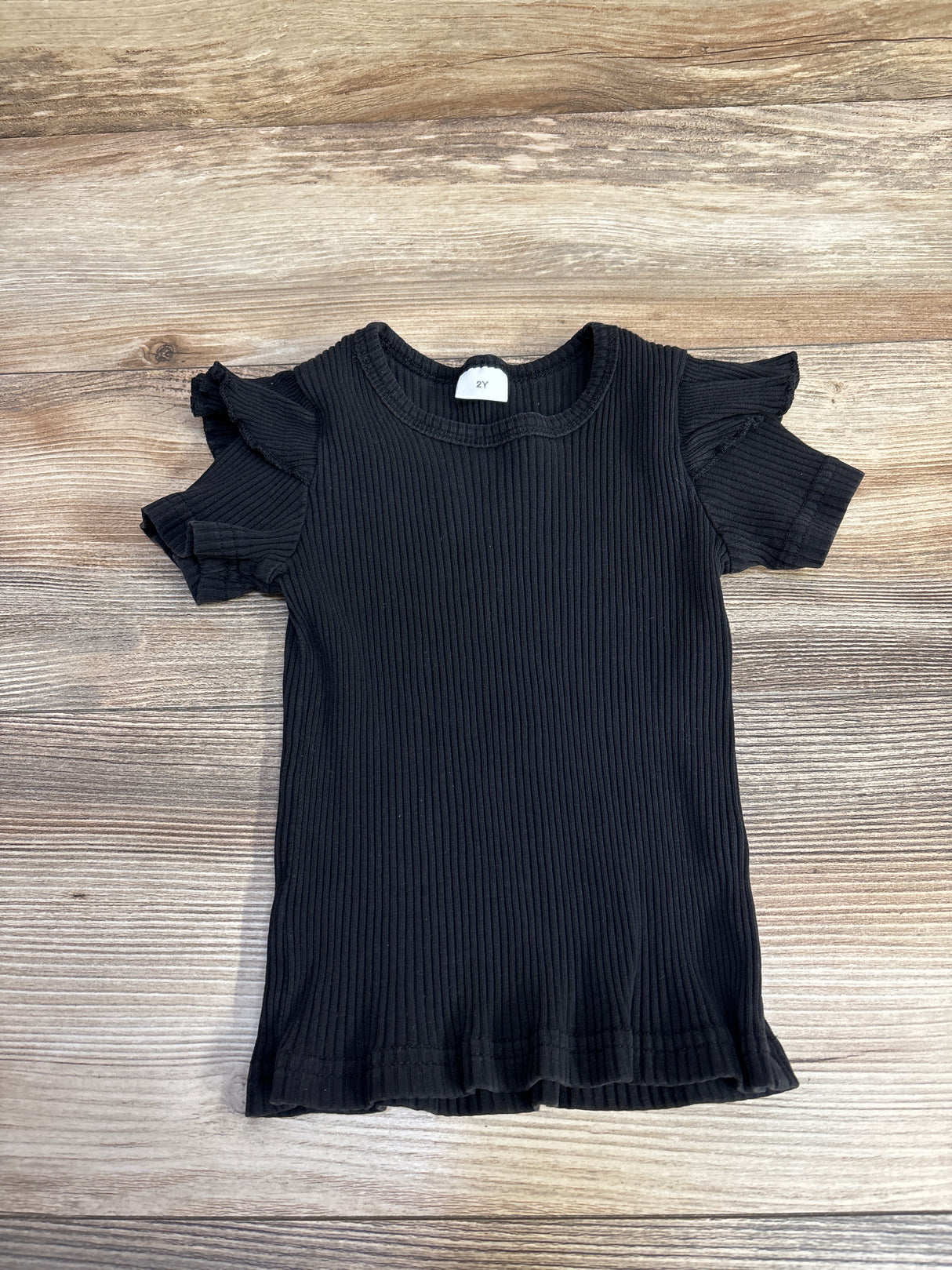 Ribbed Ruffled Shirt Black sz 2T