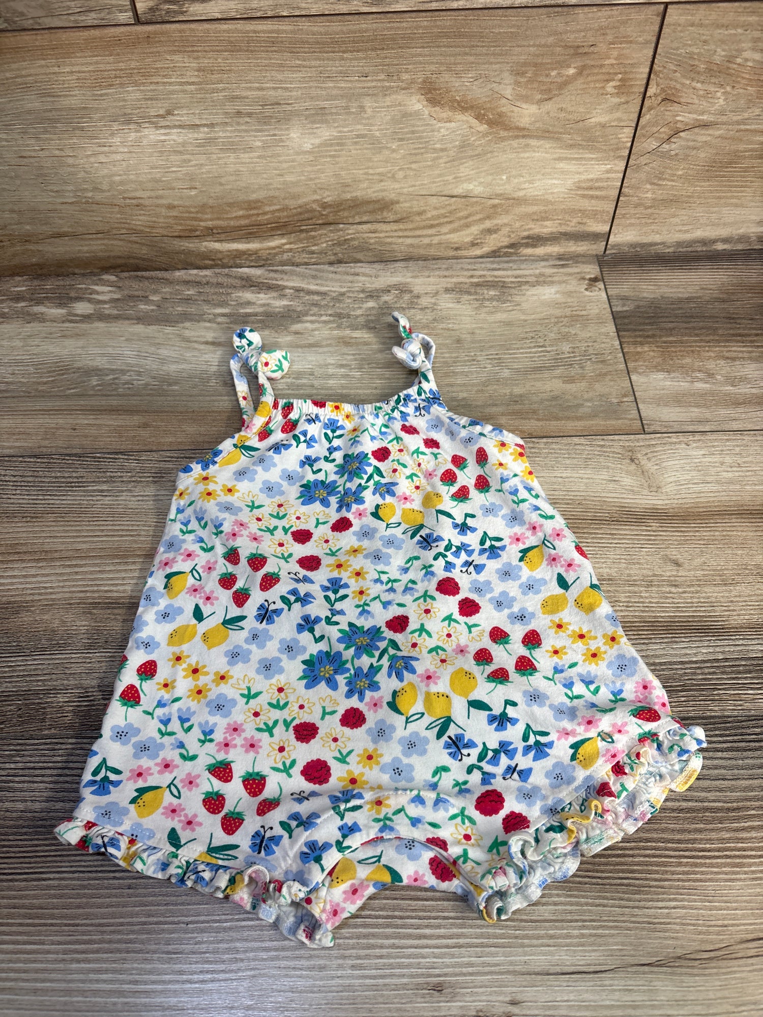 Old Navy Tie-Knot Fruit Romper White sz 6-12m