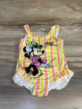 Disney Junior Minnie Mouse 1pc Striped Swimsuit Yellow sz 4T