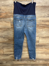 Pinkblush Maternity Full Panel Distressed Jeans Blue sz Large (31)