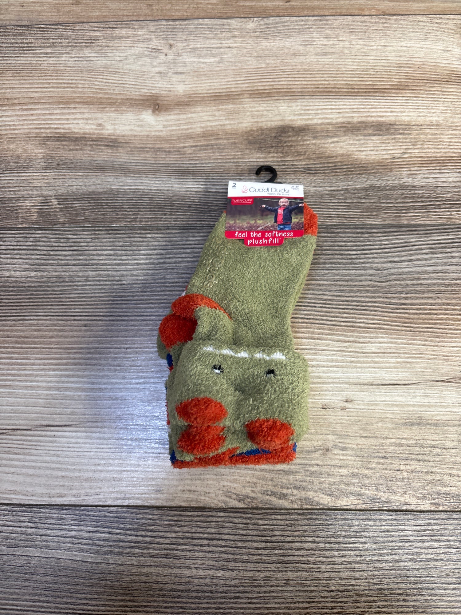 NEW Cuddl Duds 2pk Plushfill Fuzzy Socks Green sz 2-4T