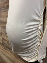 Ekouaer Ruched Long Sleeve Shirt Ivory sz Medium