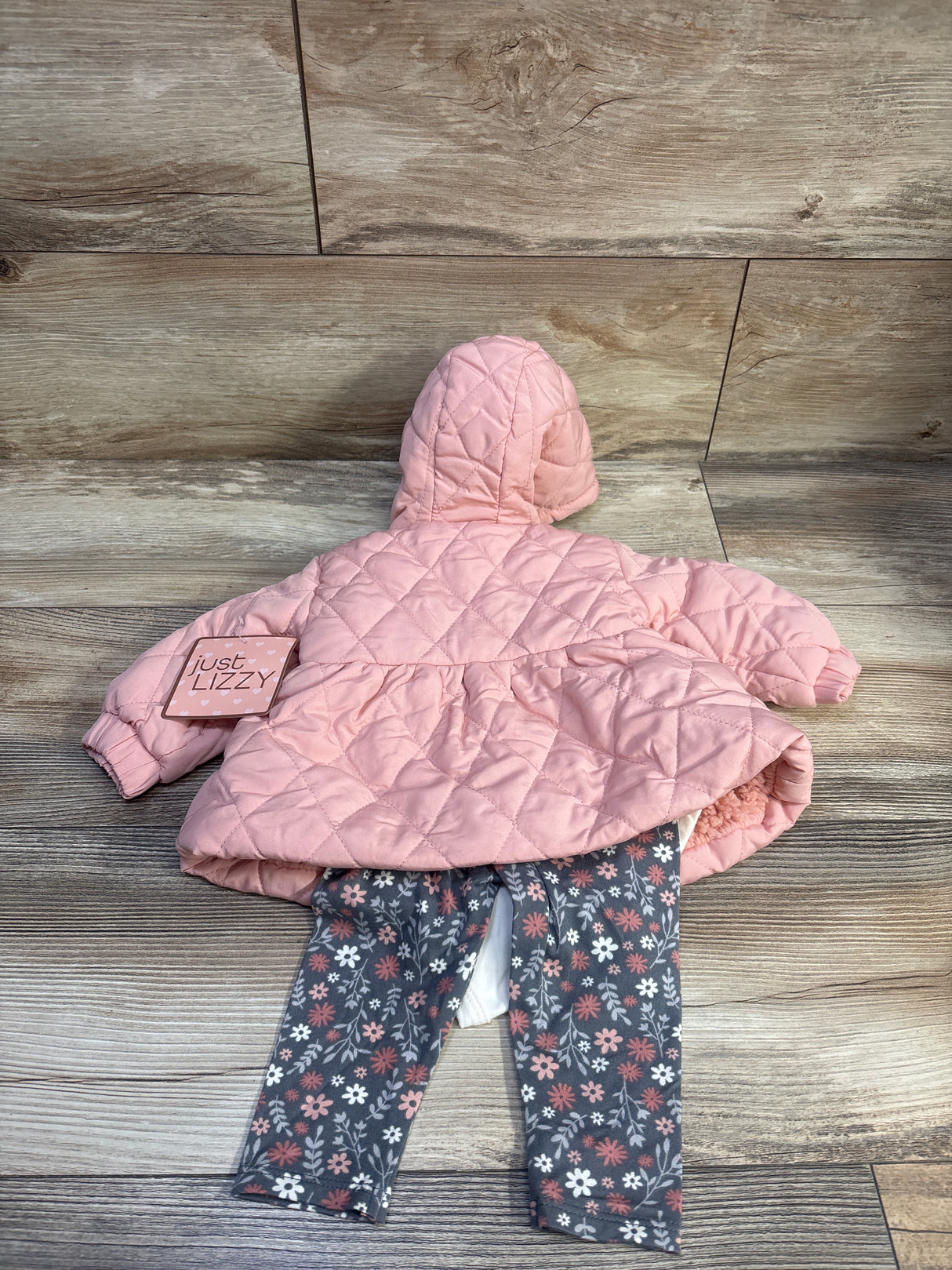 NEW Just Lizzer 3pc Quilted Peplum Jacket Set Pink sz 6m