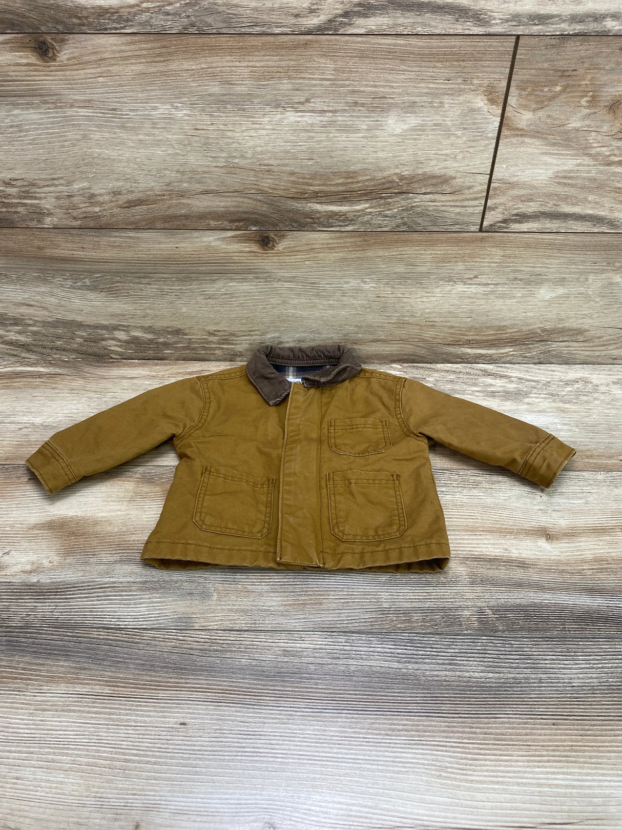 Old Navy Canvas Corduroy-Trim Barn Coat Brown sz 3-6m