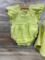 Ivy City Mother & Daughter Set Smocked Dress & Romper Lime sz 1X/3-6m