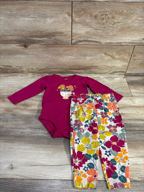 Carter's 2pc Floral Teacup Bodysuit & Pants Pink sz 18m - Me n Mommy To Be