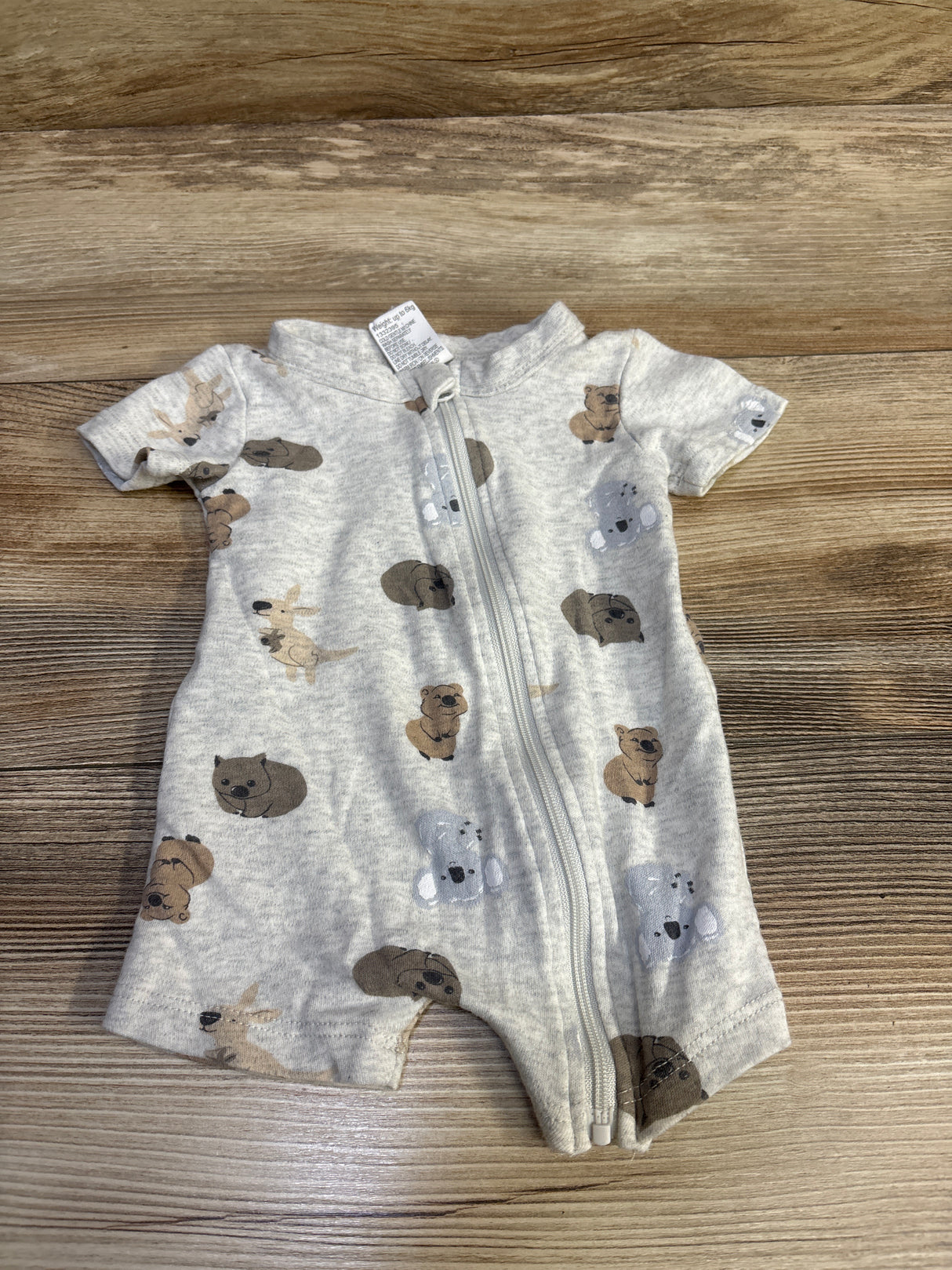 Baby Berry Zipper Shortie Romper Grey sz 0-3m