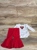 Baby Essentials 2pc Textured Love Bodysuit & Bell Bottoms Set White sz 9m