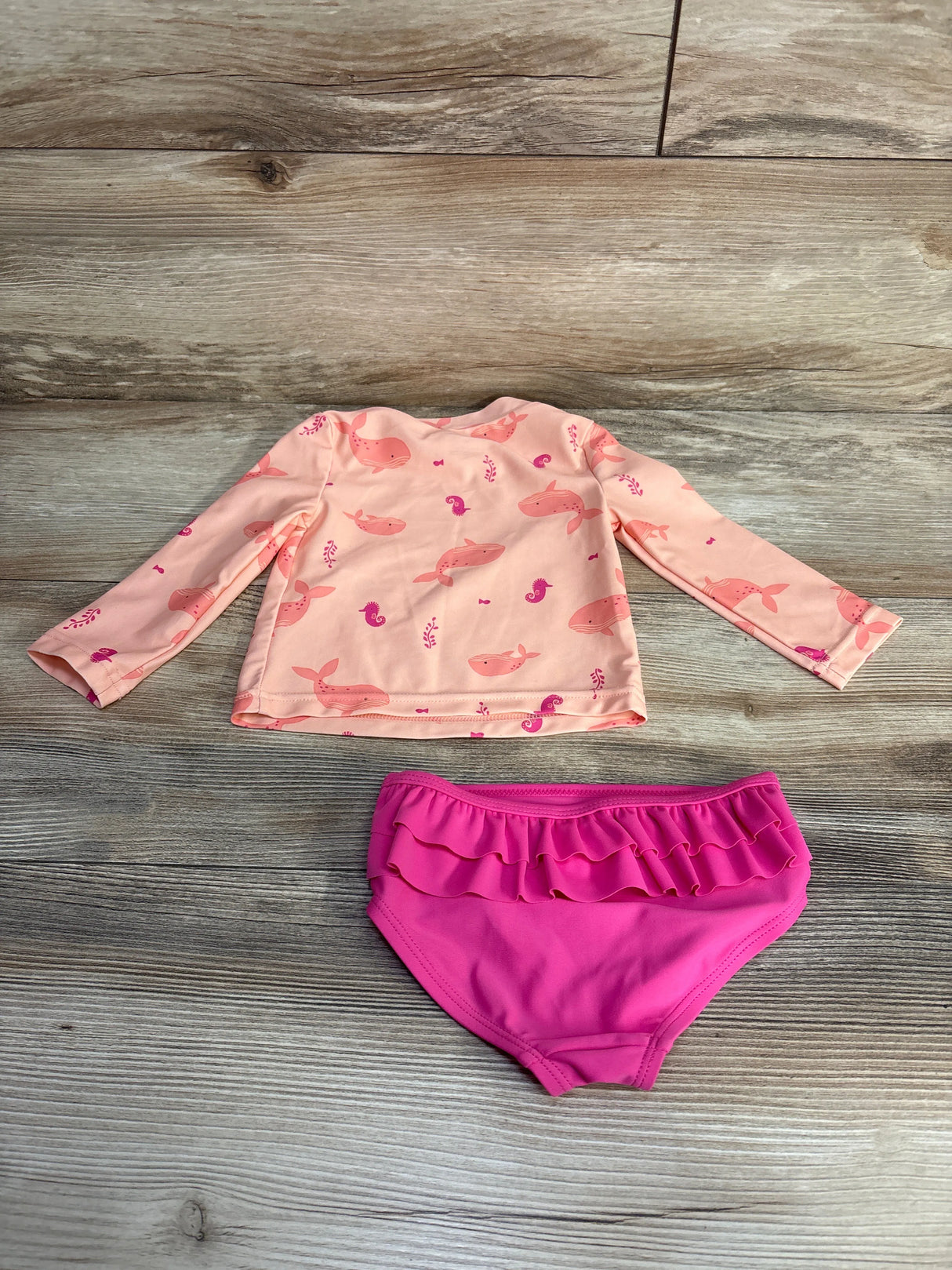 Just One You 2pc Whale Print Rashguard & Bottoms Set Pink sz 9m