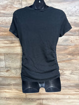 Isabel Maternity Ruched V-Neck Shirt Black sz Medium