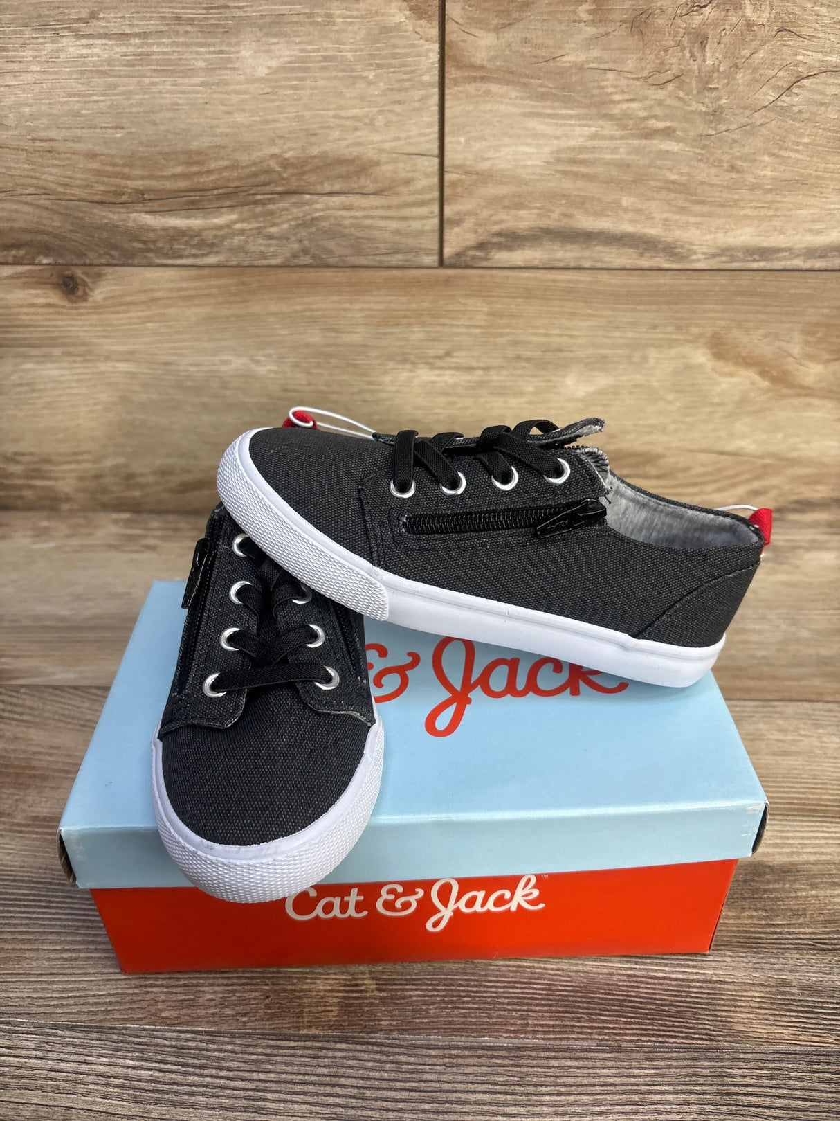 NEW Cat & Jack Lucian Double Zipper Sneakers Grey sz 13c