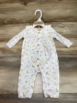 NEW Rabbit + Bear Floral Bird Print Coverall White sz 3-6m