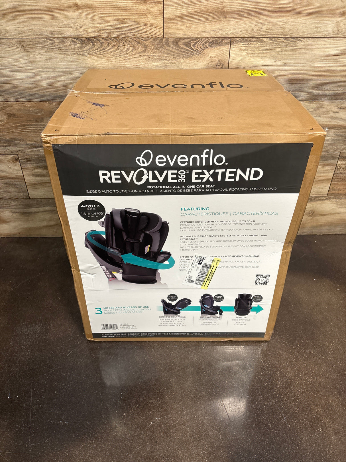 NEW Evenflo Revolve 360 Extend All-in-One Rotating Convertible Car Seat in Revere 4-120lbs