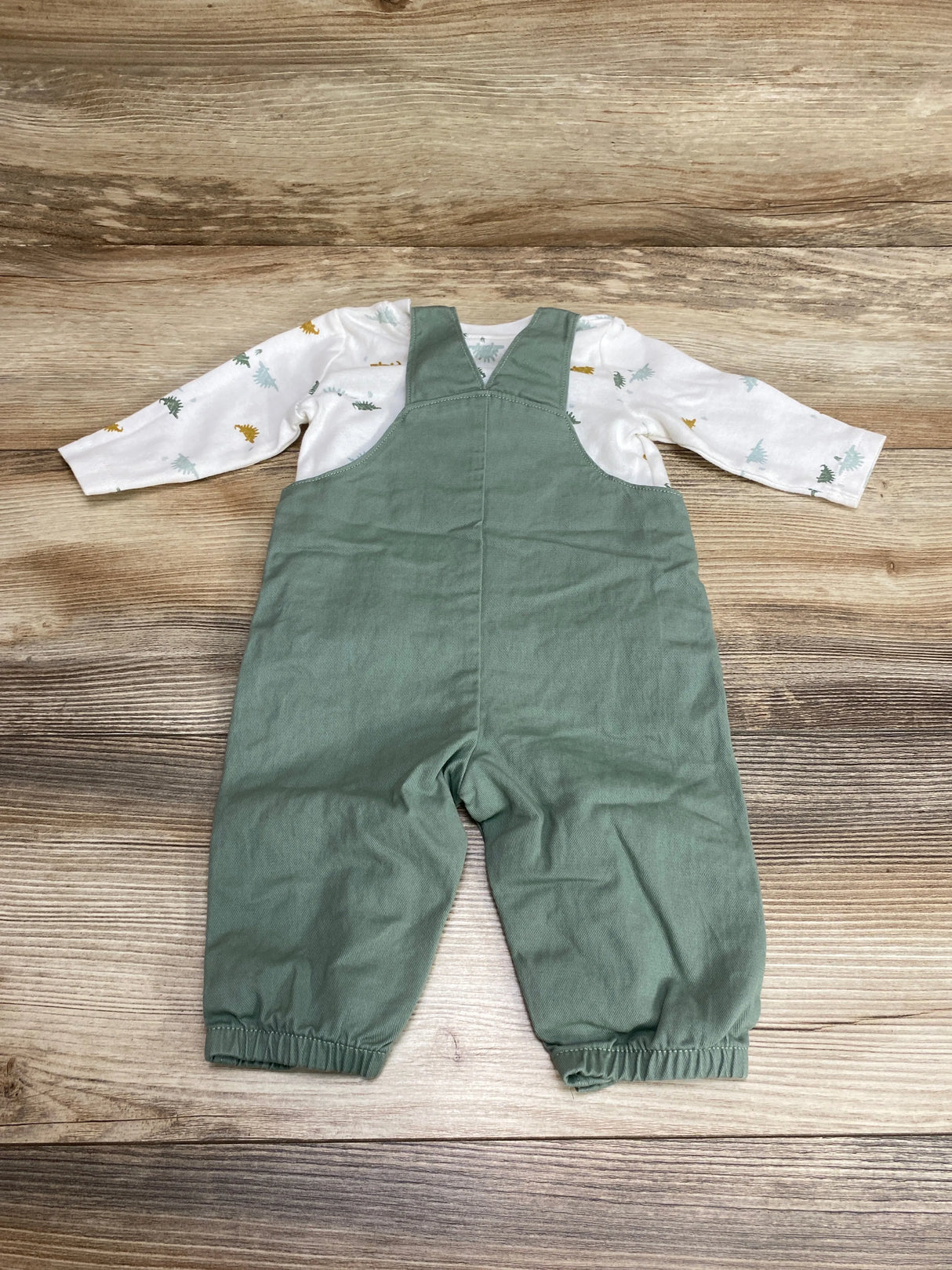 Just One You 2pc Dino Shirt & Overalls White/Green sz 3m