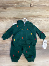 NEW Ralph Lauren 2pc Full Zip Hoodie & Joggers Set Emerald sz 3m