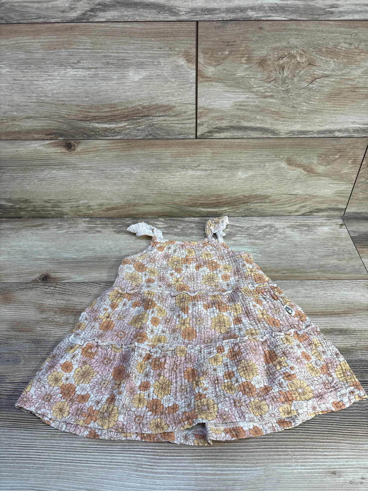 Rabbit + Bear Organic Floral Tiered Dress Beige sz 2T