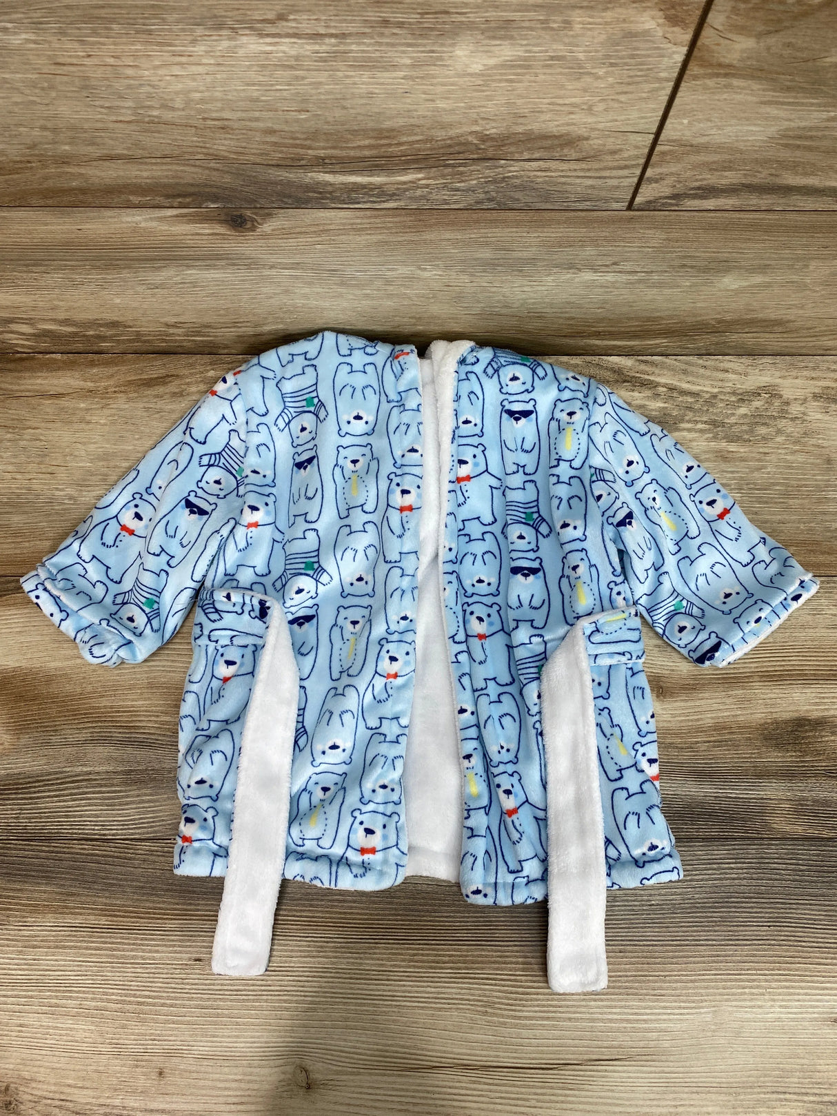 Bear Print Hooded Robe Blue sz 0-9m